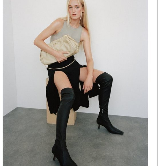 🔥MOVING SALE🔥NEW ZARA EXTRA TALL LEATHER BOOT - Picture 4 of 10